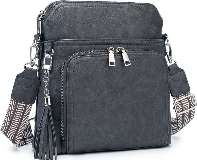 Roulens Crossbody Purse for Women Vegan Leather Medium Crossbody Wallet Bag for Travel Women Shoulder Handbags with Tassel - Image 1